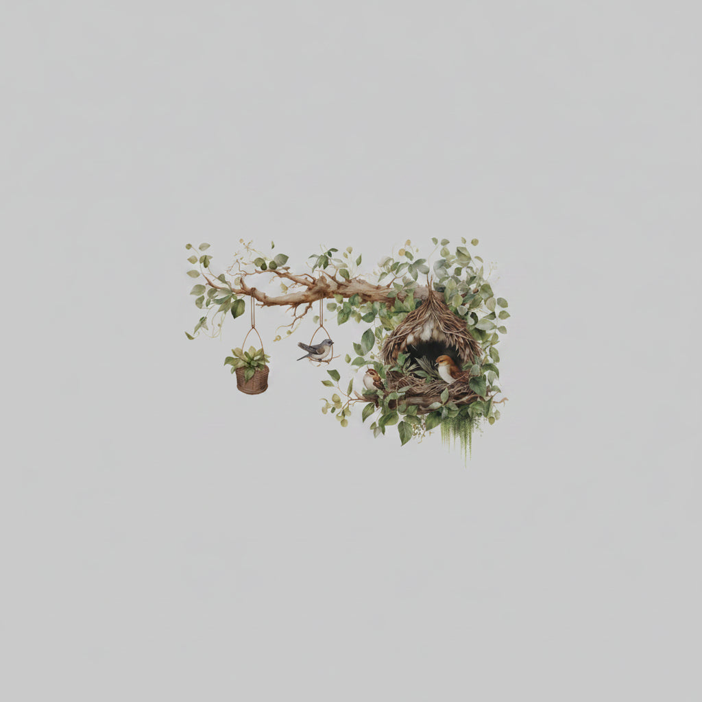 Cute Branch Bird Nest Children's Bedroom Entrance Home Decoration Wall Sticker...