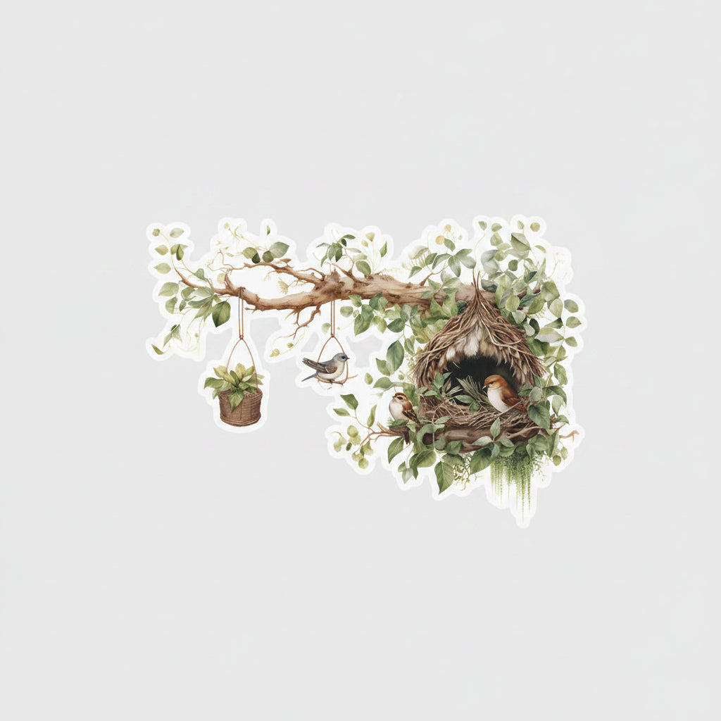 Cute Branch Bird Nest Children's Bedroom Entrance Home Decoration Wall Sticker..
