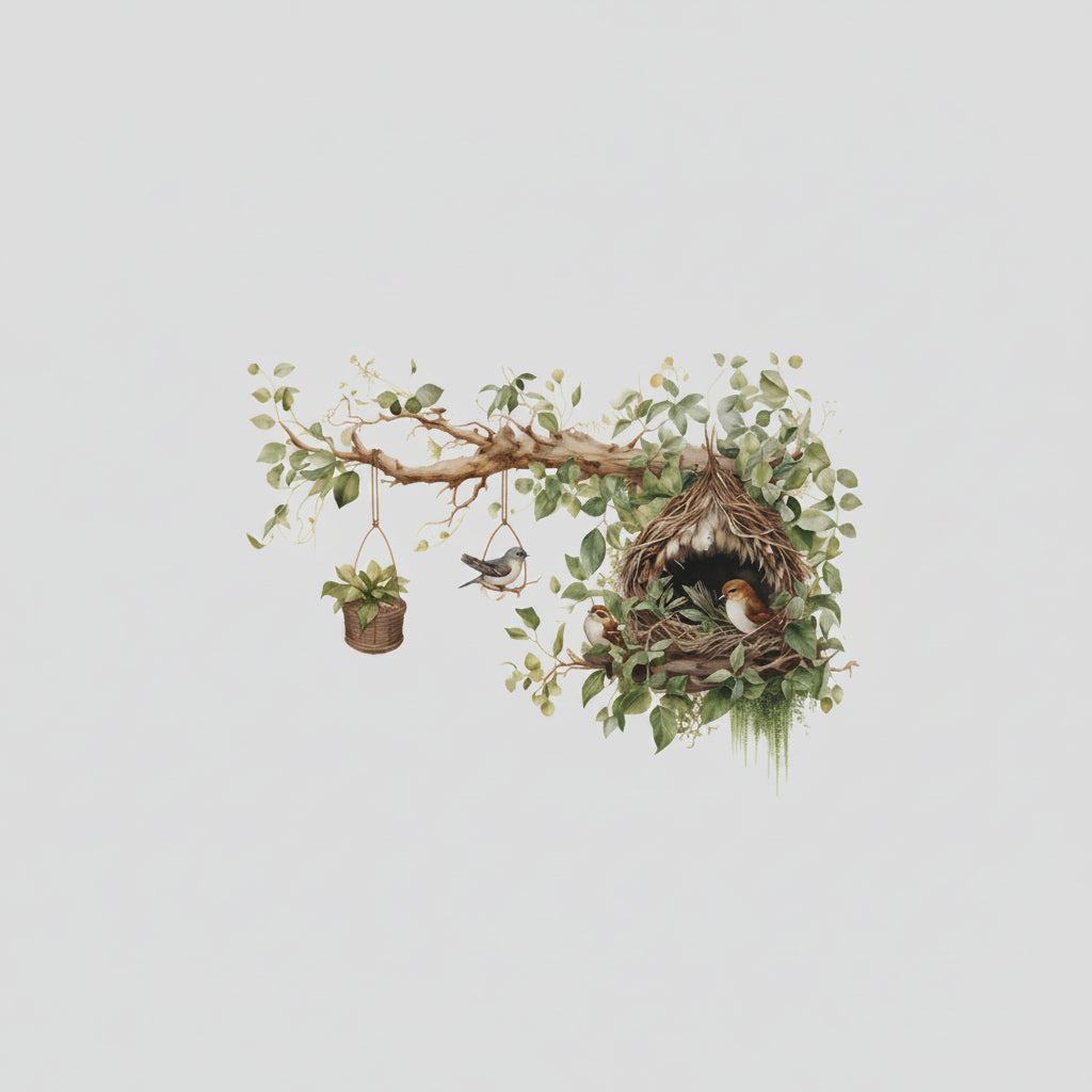 Cute Branch Bird Nest Children's Bedroom Entrance Home Decoration Wall Sticker.